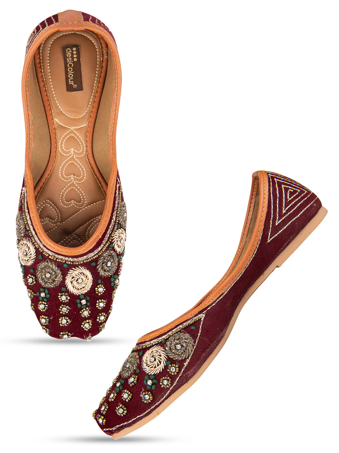 Maroon Dabka work Mojari