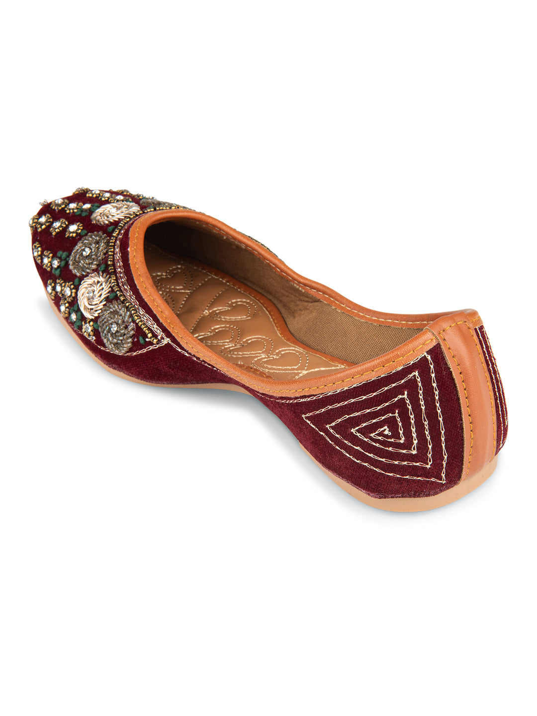 Maroon Dabka work Mojari