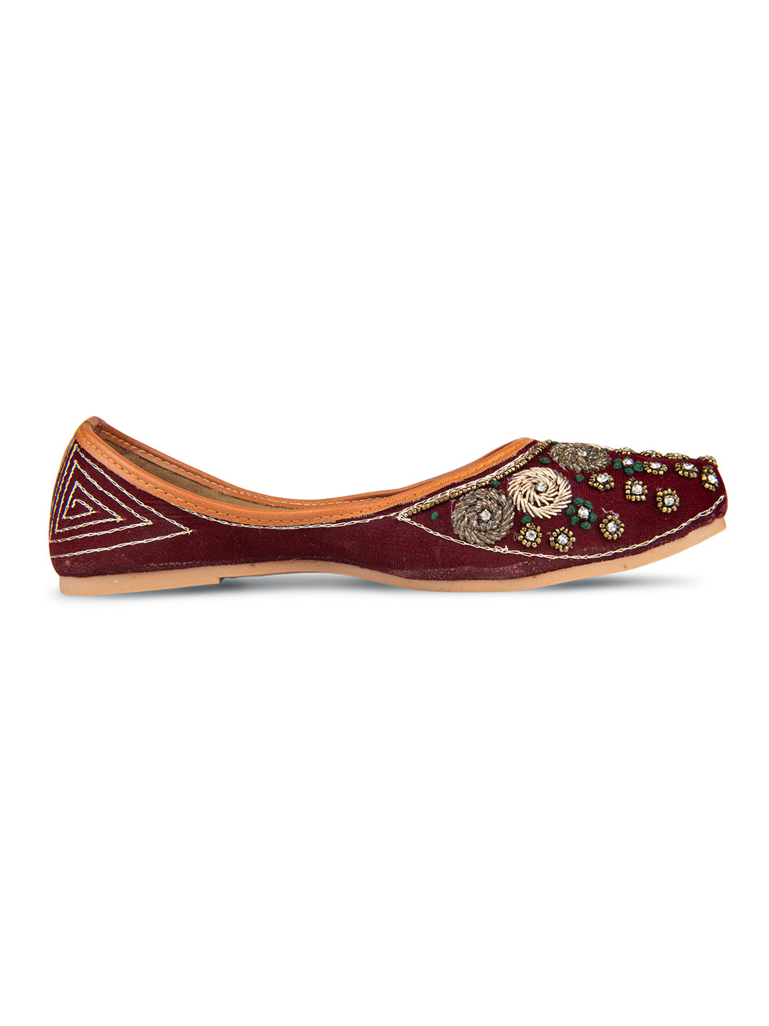 Maroon Dabka work Mojari