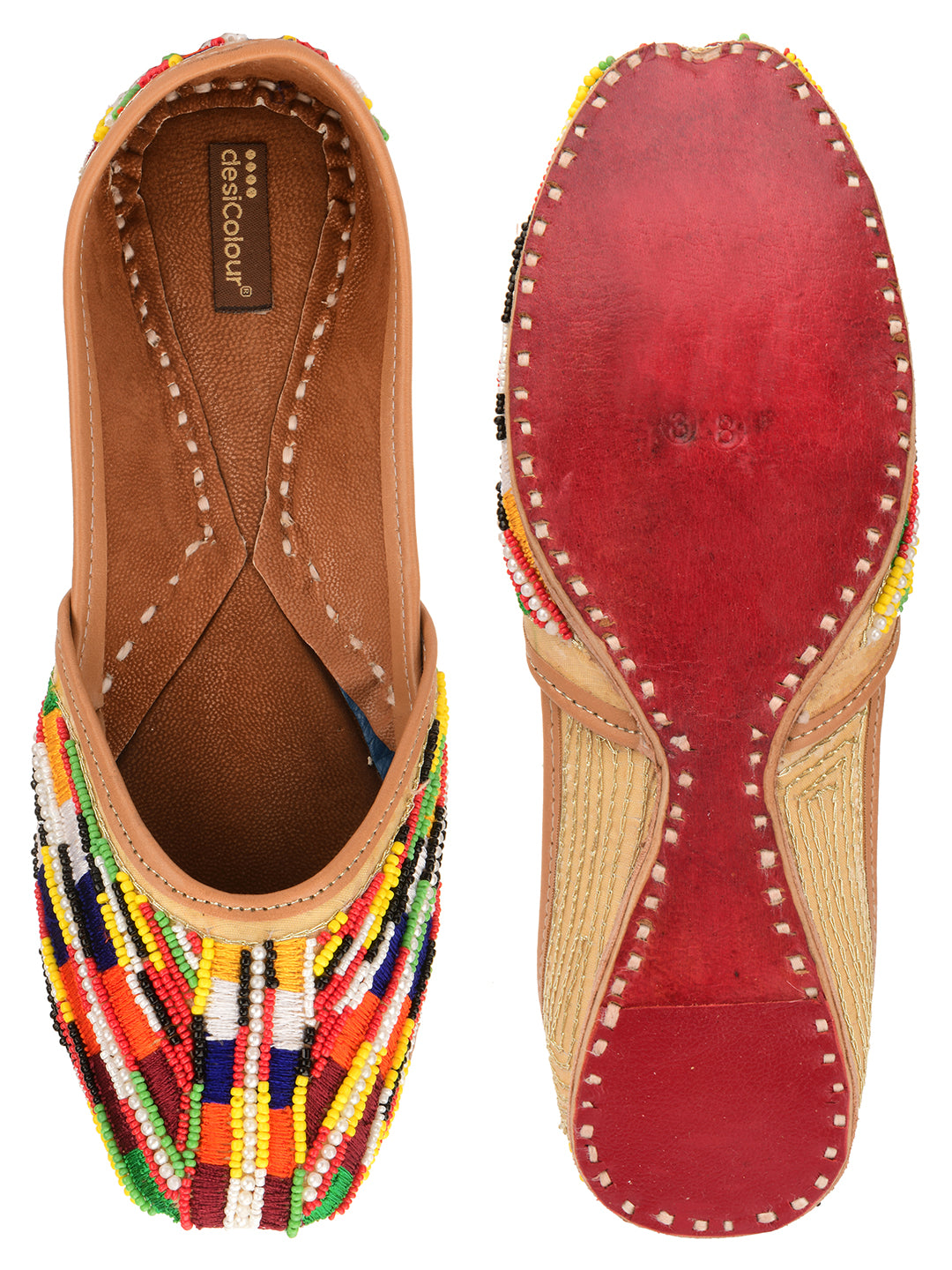 DESI COLOUR Women Multicolour Ethnic Punjabi Jutti