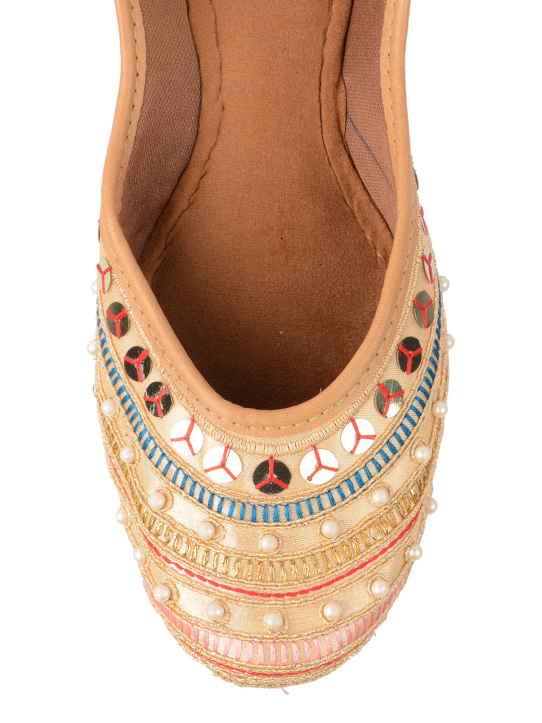 DESI COLOUR Women Gold Embellished Ethnic Comfy Punjabi Jutti