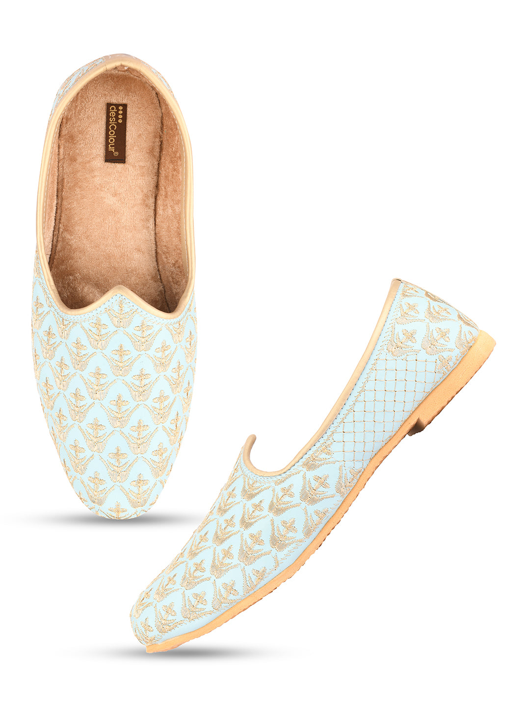 DESI COLOUR Mens Gold Ethnic Footwear/Punjabi Jutti