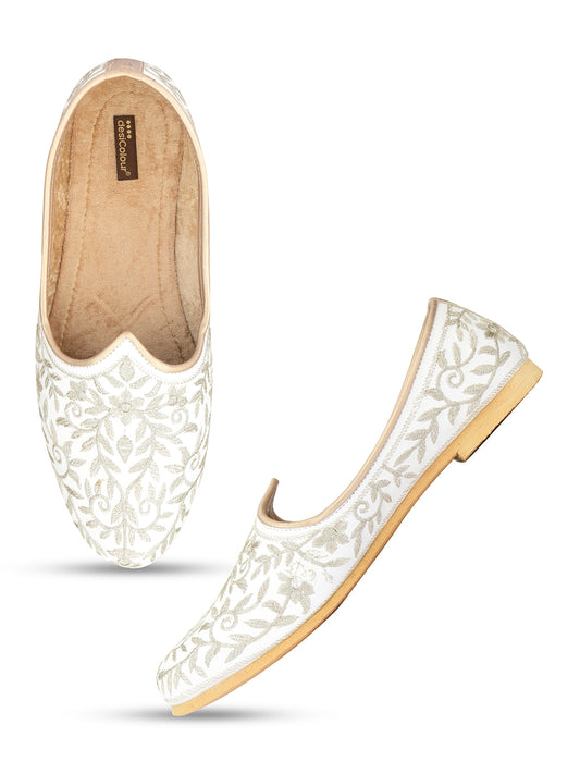 DESI COLOUR Mens Gold Ethnic Footwear/Punjabi Jutti