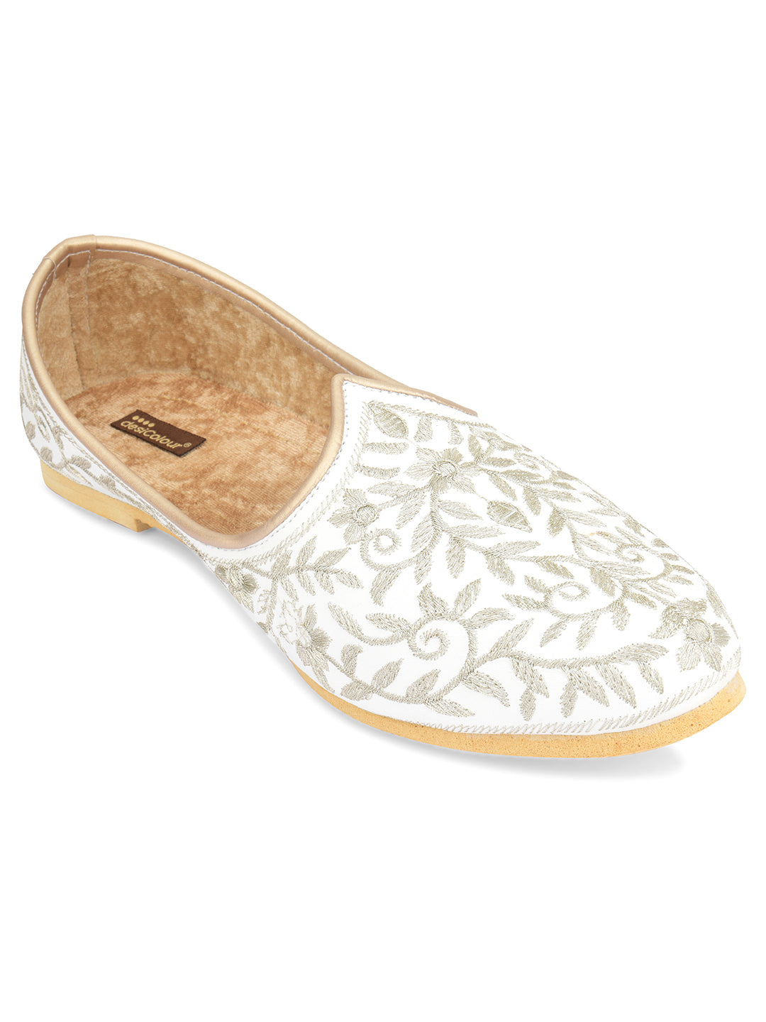 DESI COLOUR Mens Gold Ethnic Footwear/Punjabi Jutti