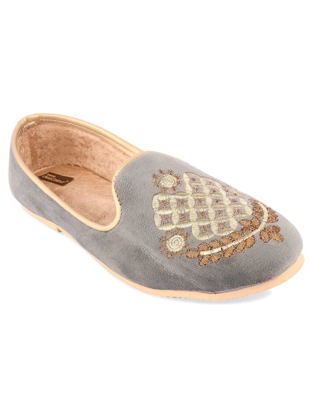 DESI COLOUR Mens Gold Ethnic Footwear/Punjabi Jutti