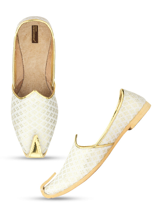 DESI COLOUR Mens Gold Ethnic Footwear/Punjabi Jutti