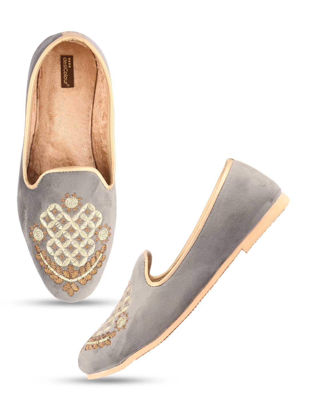 DESI COLOUR Mens Gold Ethnic Footwear/Punjabi Jutti