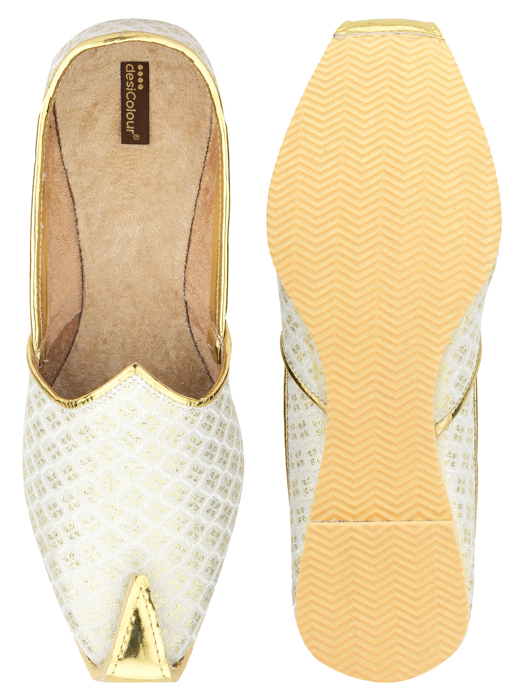 DESI COLOUR Mens Gold Ethnic Footwear/Punjabi Jutti
