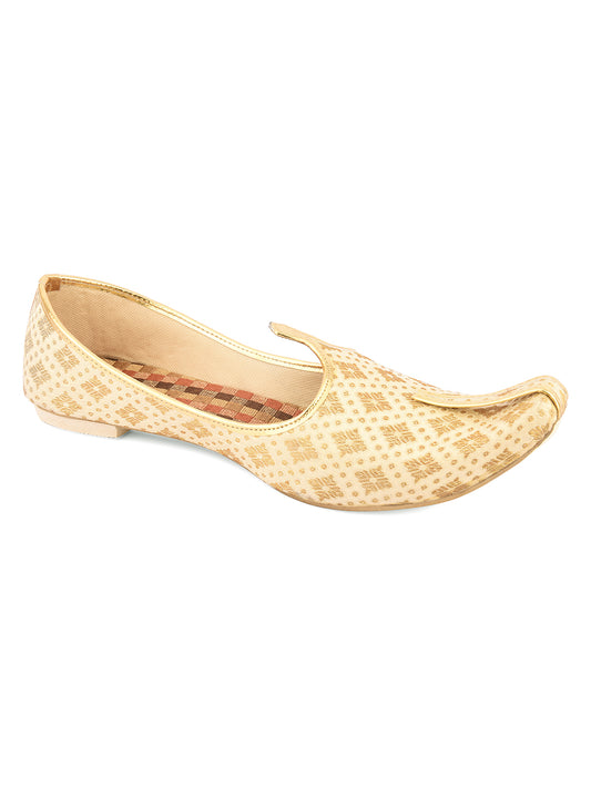 DESI COLOUR Mens Gold Ethnic Footwear/Punjabi Jutti