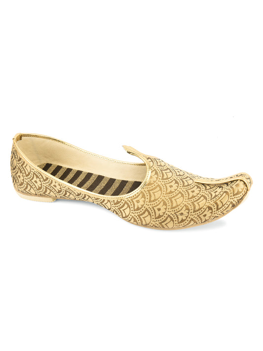 DESI COLOUR Mens Gold Ethnic Footwear/Punjabi Jutti