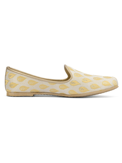 DESI COLOUR Mens Gold Ethnic Footwear/Punjabi Jutti