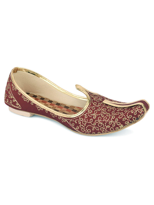 DESI COLOUR Mens Gold Ethnic Footwear/Punjabi Jutti