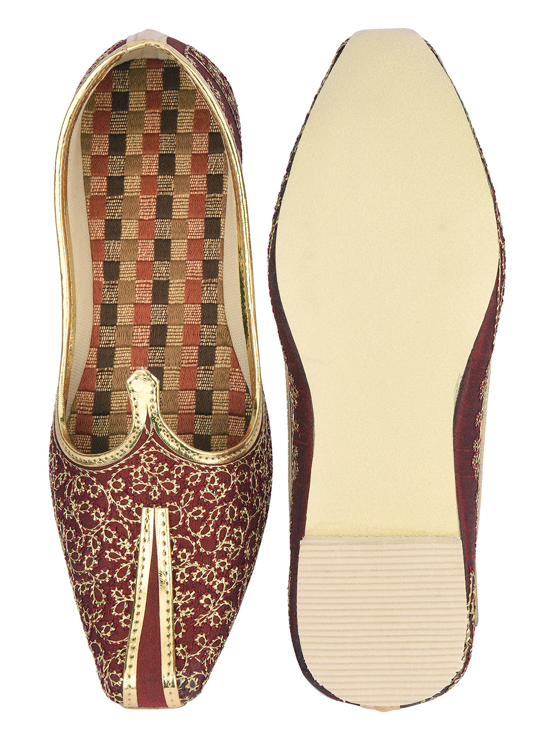 DESI COLOUR Mens Gold Ethnic Footwear/Punjabi Jutti