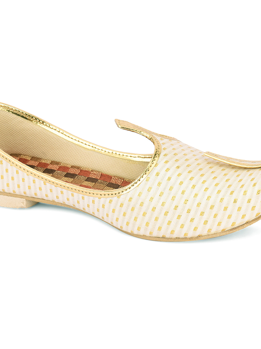 DESI COLOUR Mens Gold Ethnic Footwear/Punjabi Jutti