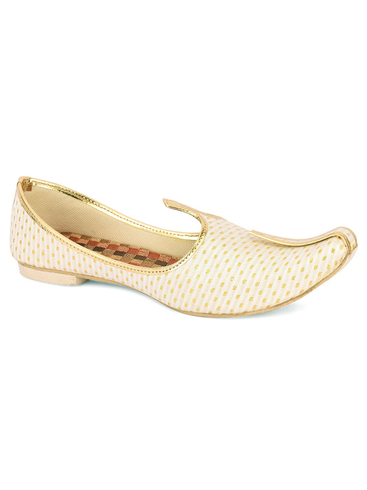 DESI COLOUR Mens Gold Ethnic Footwear/Punjabi Jutti