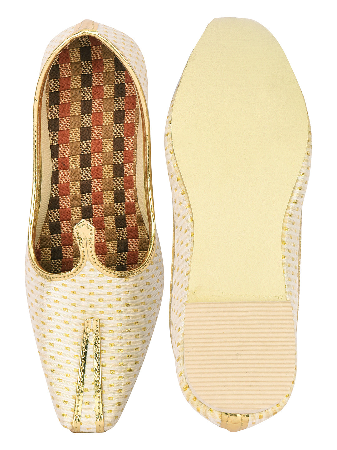 DESI COLOUR Mens Gold Ethnic Footwear/Punjabi Jutti
