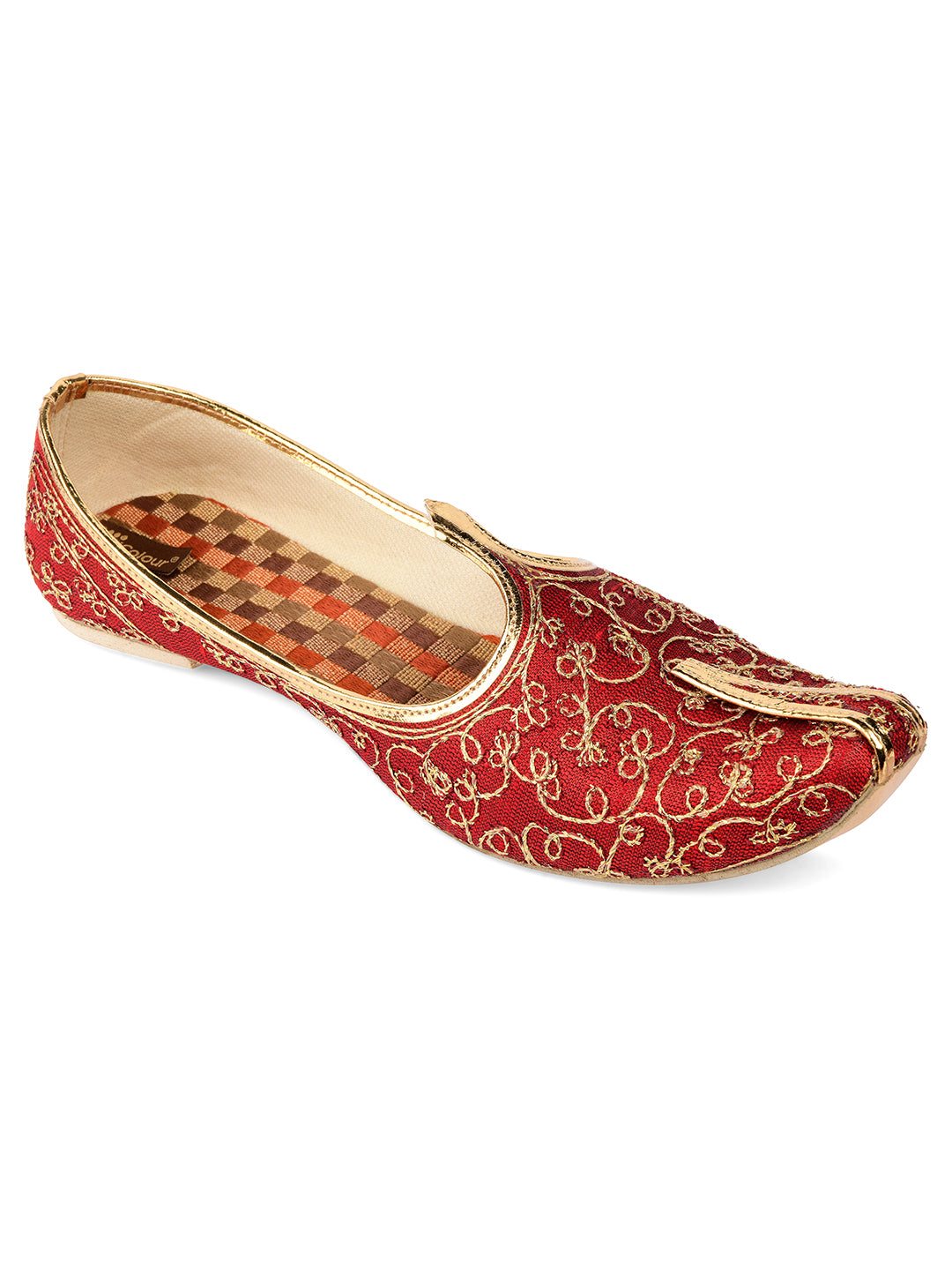 DESI COLOUR Mens Maroon Ethnic Footwear/Punjabi Jutti