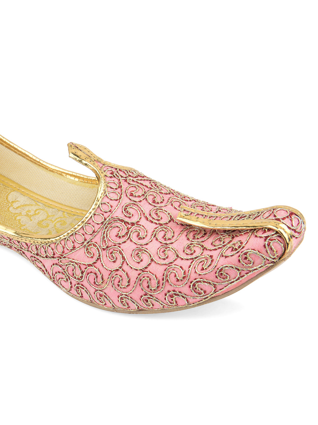 DESI COLOUR Mens Pink Ethnic Footwear/Punjabi Jutti