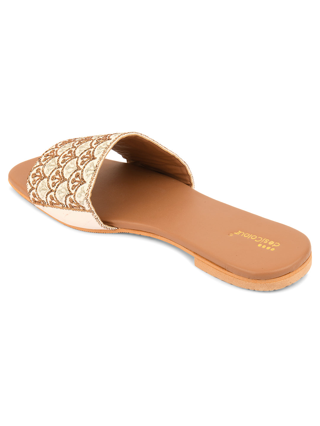 DESI COLOUR Women Beige Ethnic Punjabi Jutti