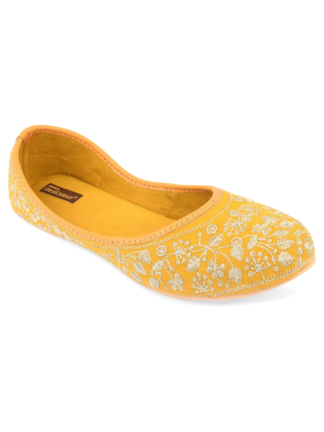 DESI COLOUR Women Mustard Ethnic Punjabi Jutti