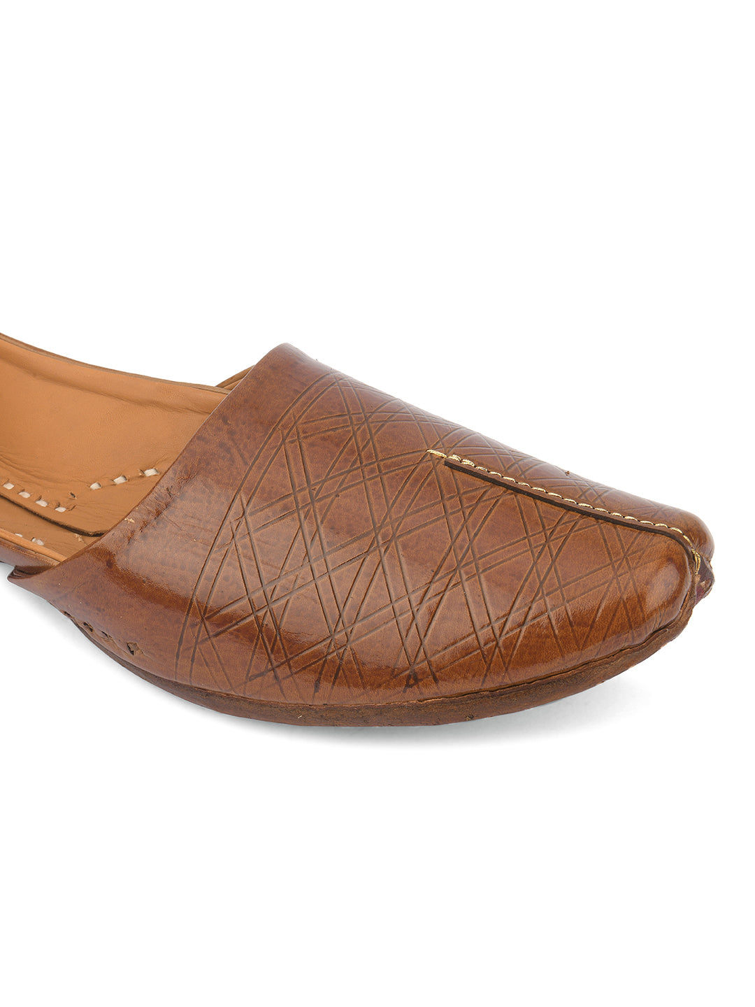 DESI COLOUR Mens Gold Ethnic Footwear/Punjabi Jutti