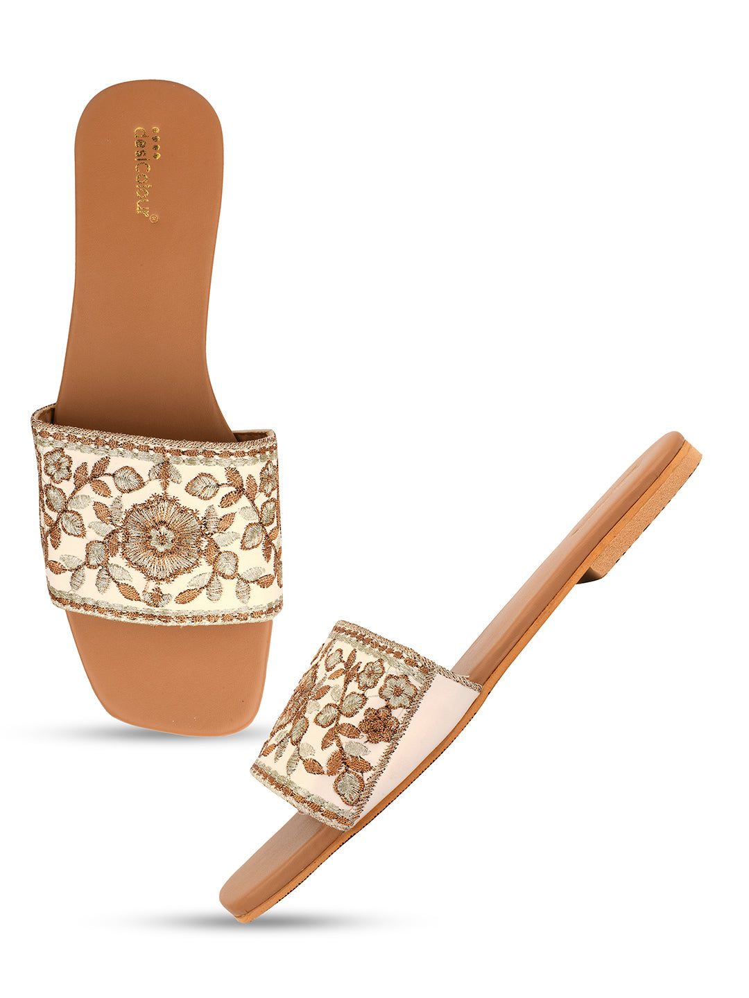 DESI COLOUR Women Beige Ethnic Punjabi Jutti