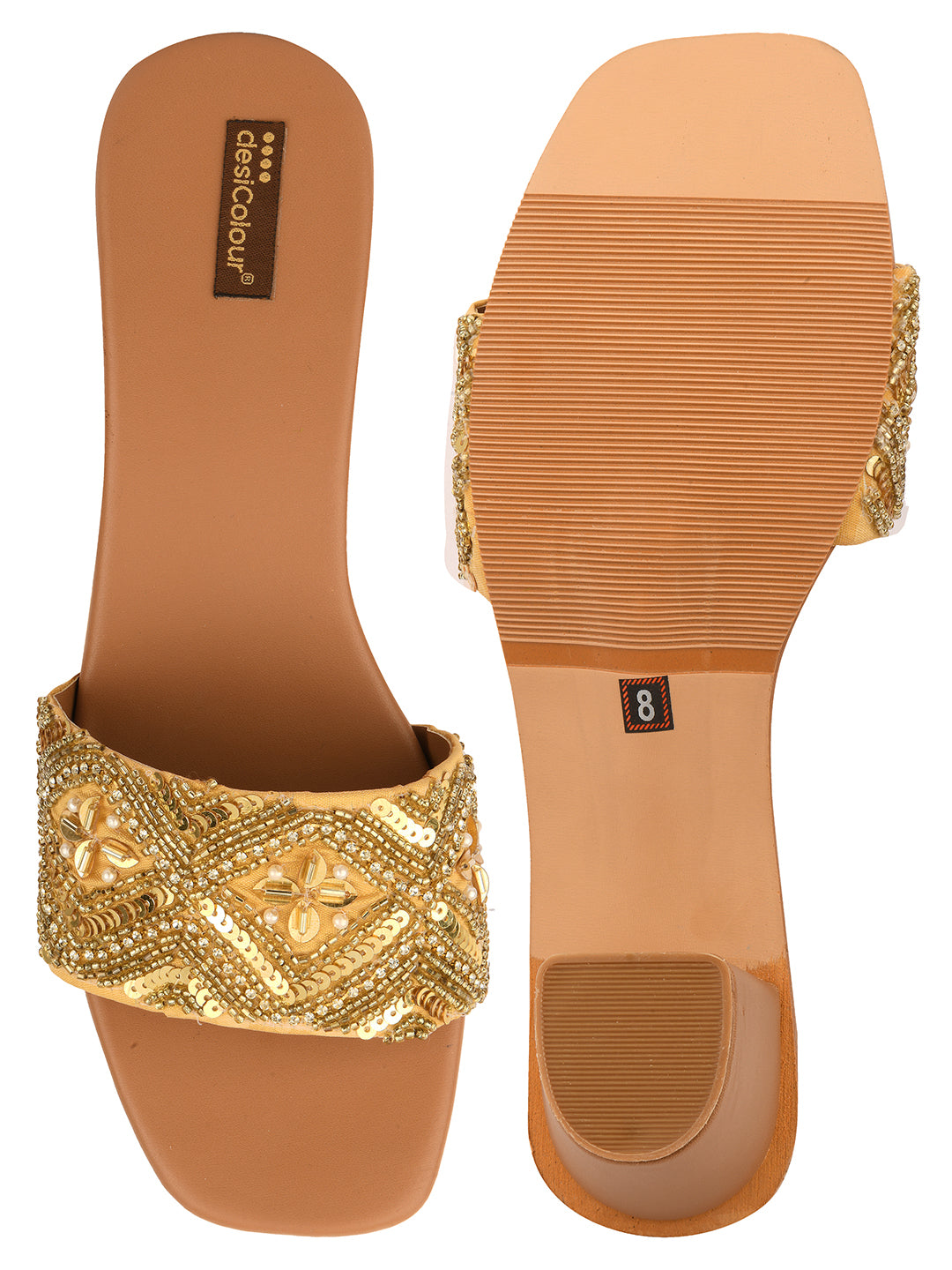 DESI COLOUR Women Gold Ethnic Punjabi Jutti