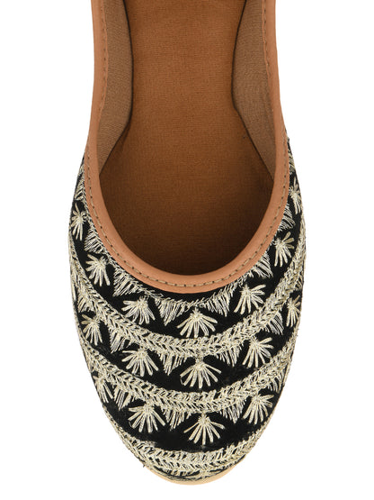 DESI COLOUR Women Black Ethnic Punjabi Jutti
