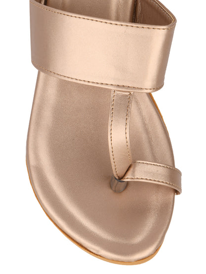 DESI COLOUR Women Rose Gold Ethnic Punjabi Jutti