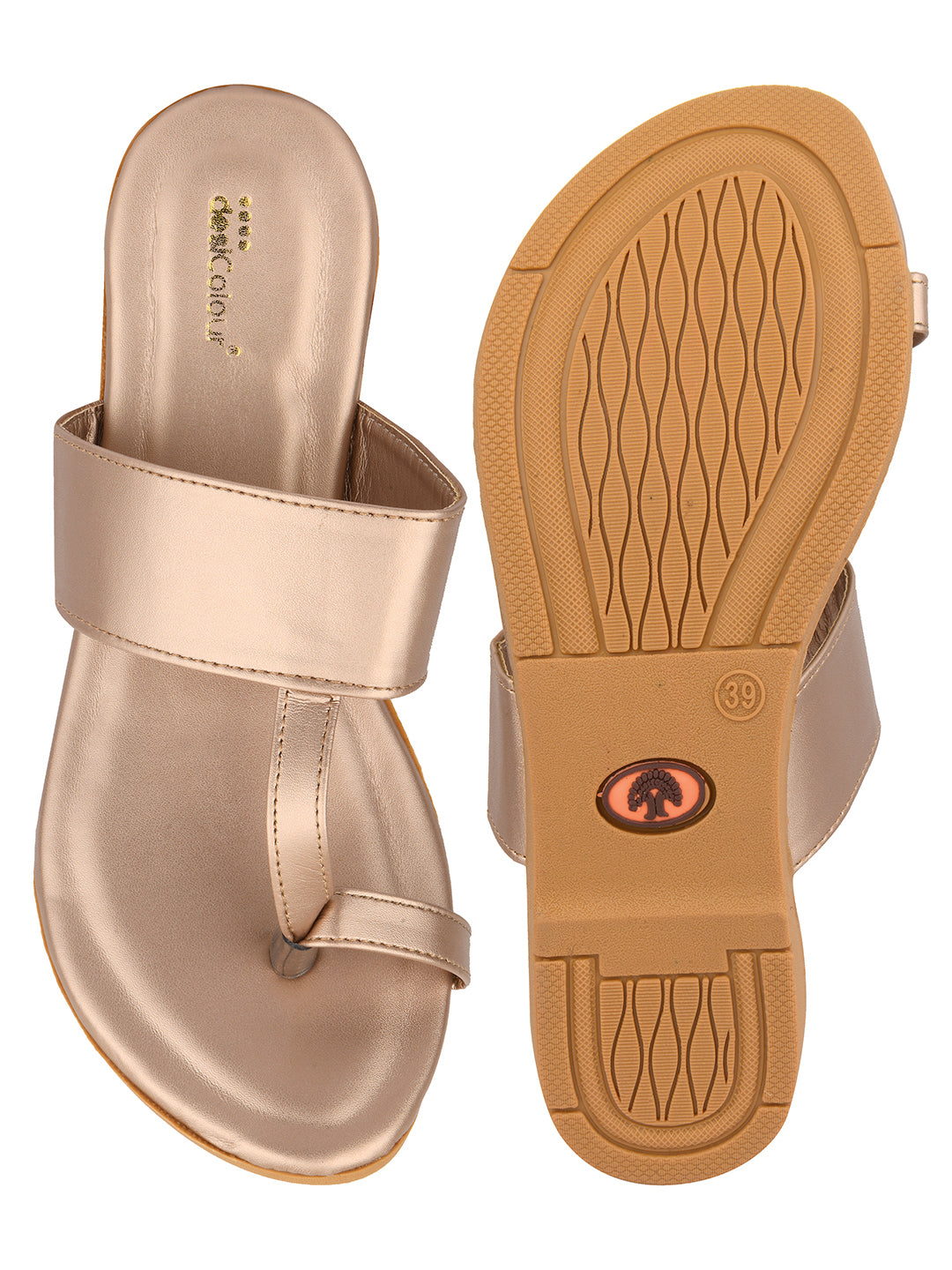 DESI COLOUR Women Rose Gold Ethnic Punjabi Jutti
