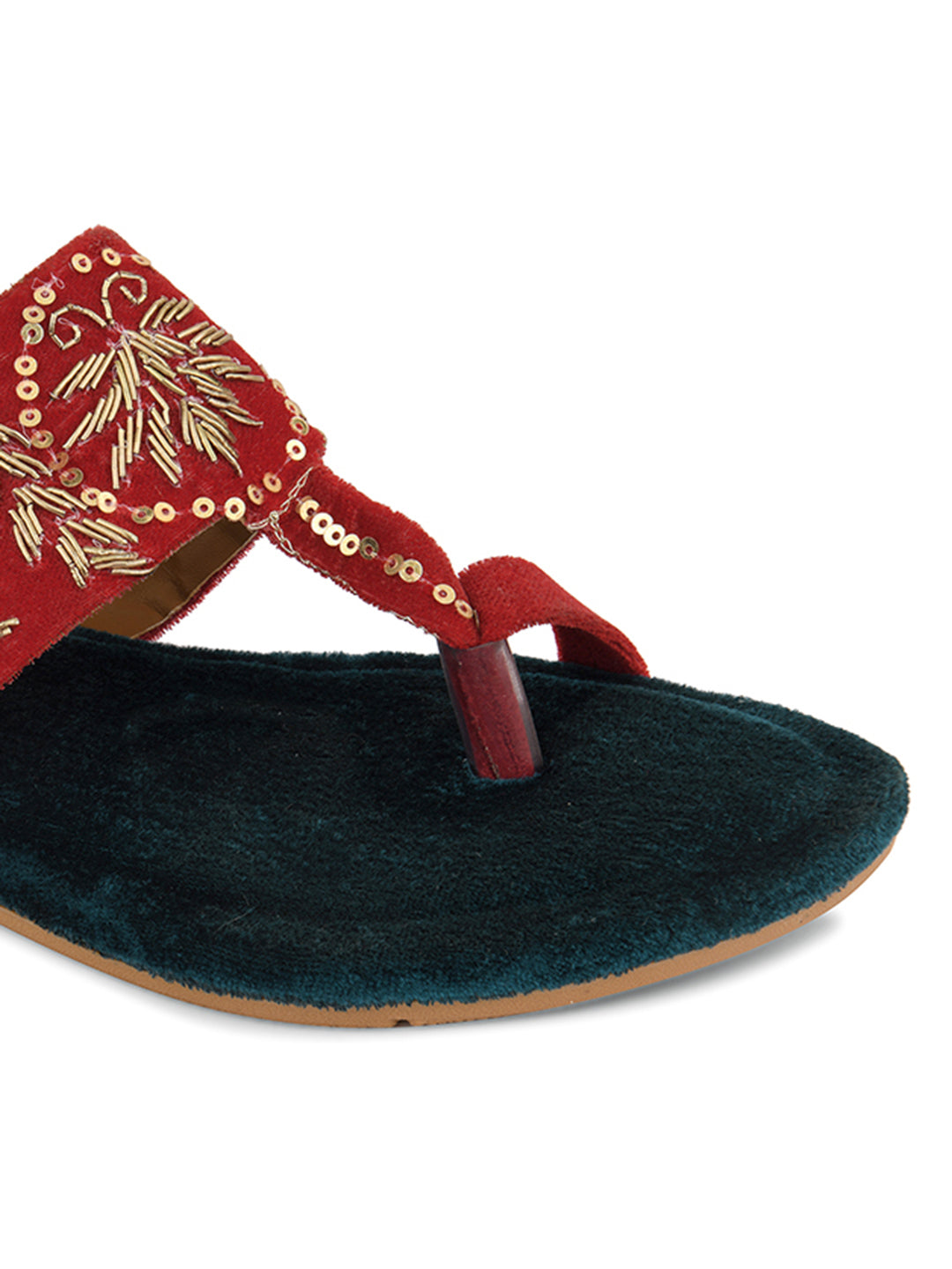 DESI COLOUR Women Red Ethnic Punjabi Jutti