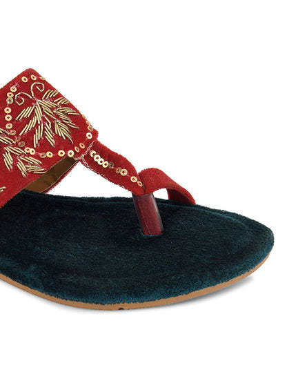 DESI COLOUR Women Red Ethnic Punjabi Jutti