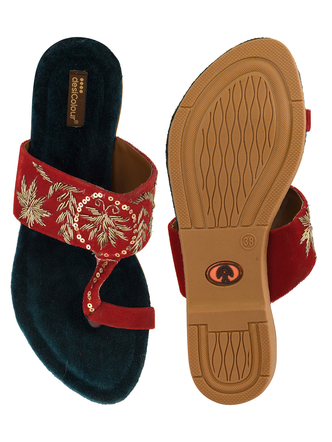 DESI COLOUR Women Red Ethnic Punjabi Jutti