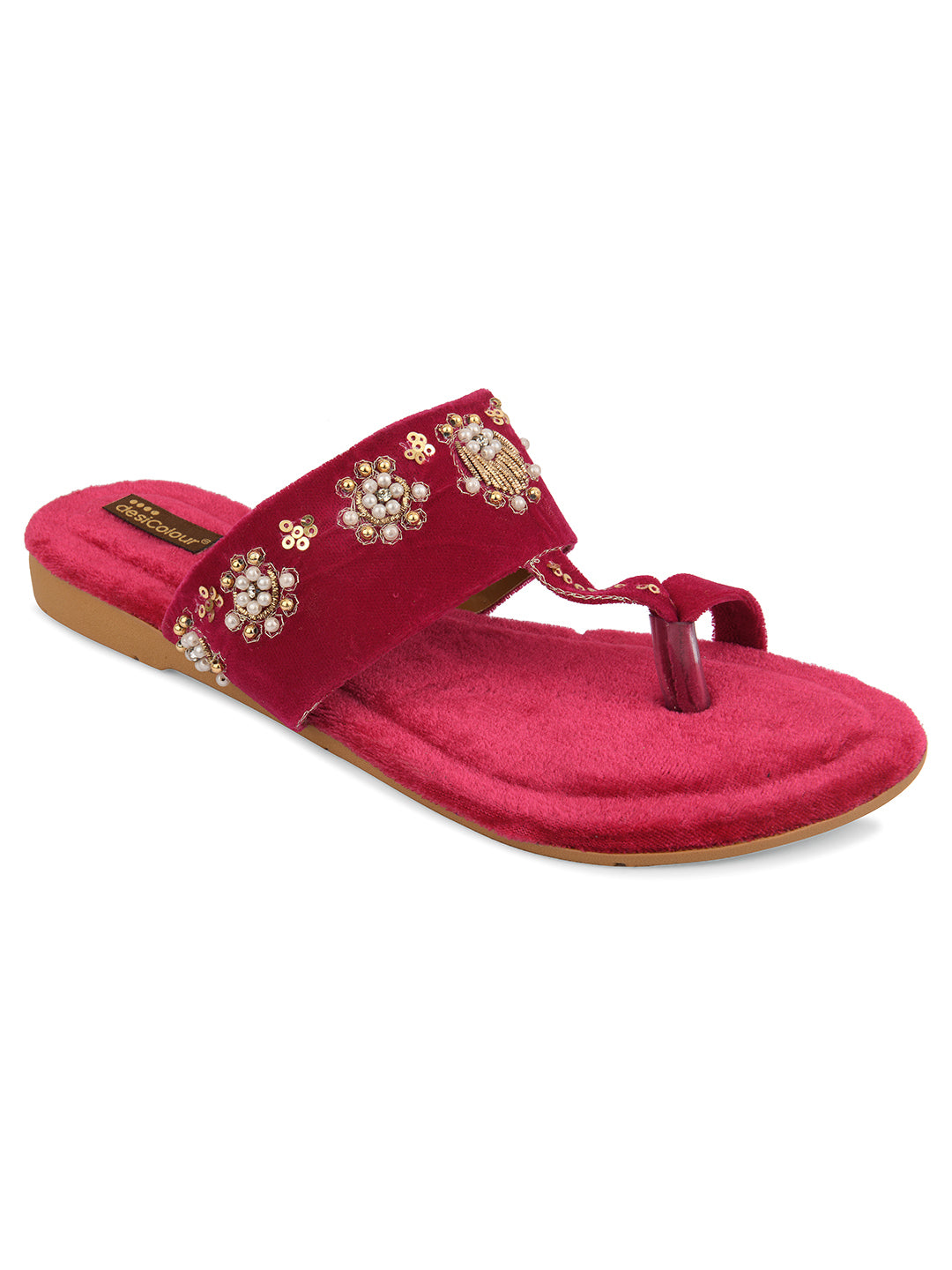 DESI COLOUR Women Pink Ethnic Punjabi Jutti