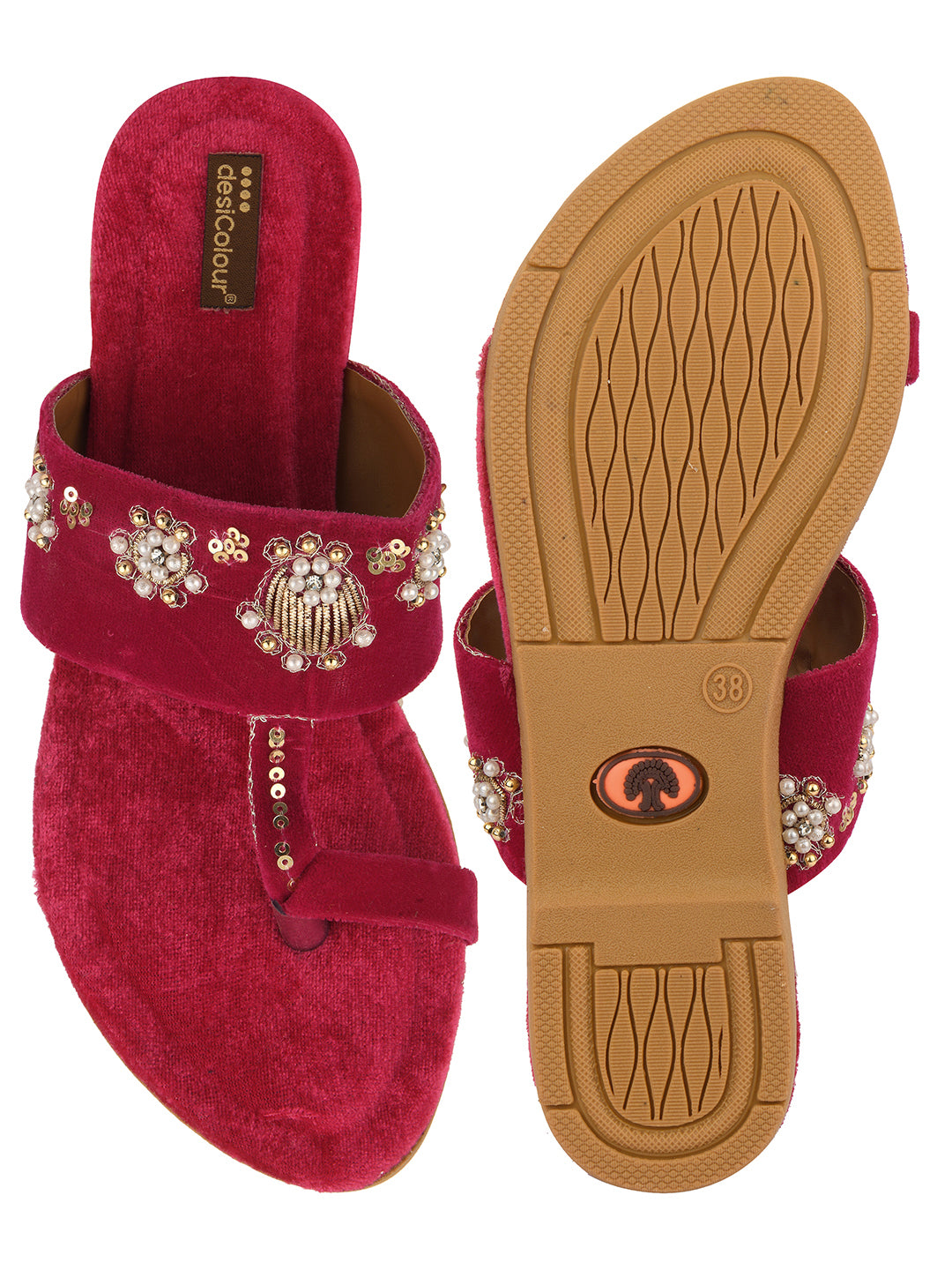 DESI COLOUR Women Pink Ethnic Punjabi Jutti