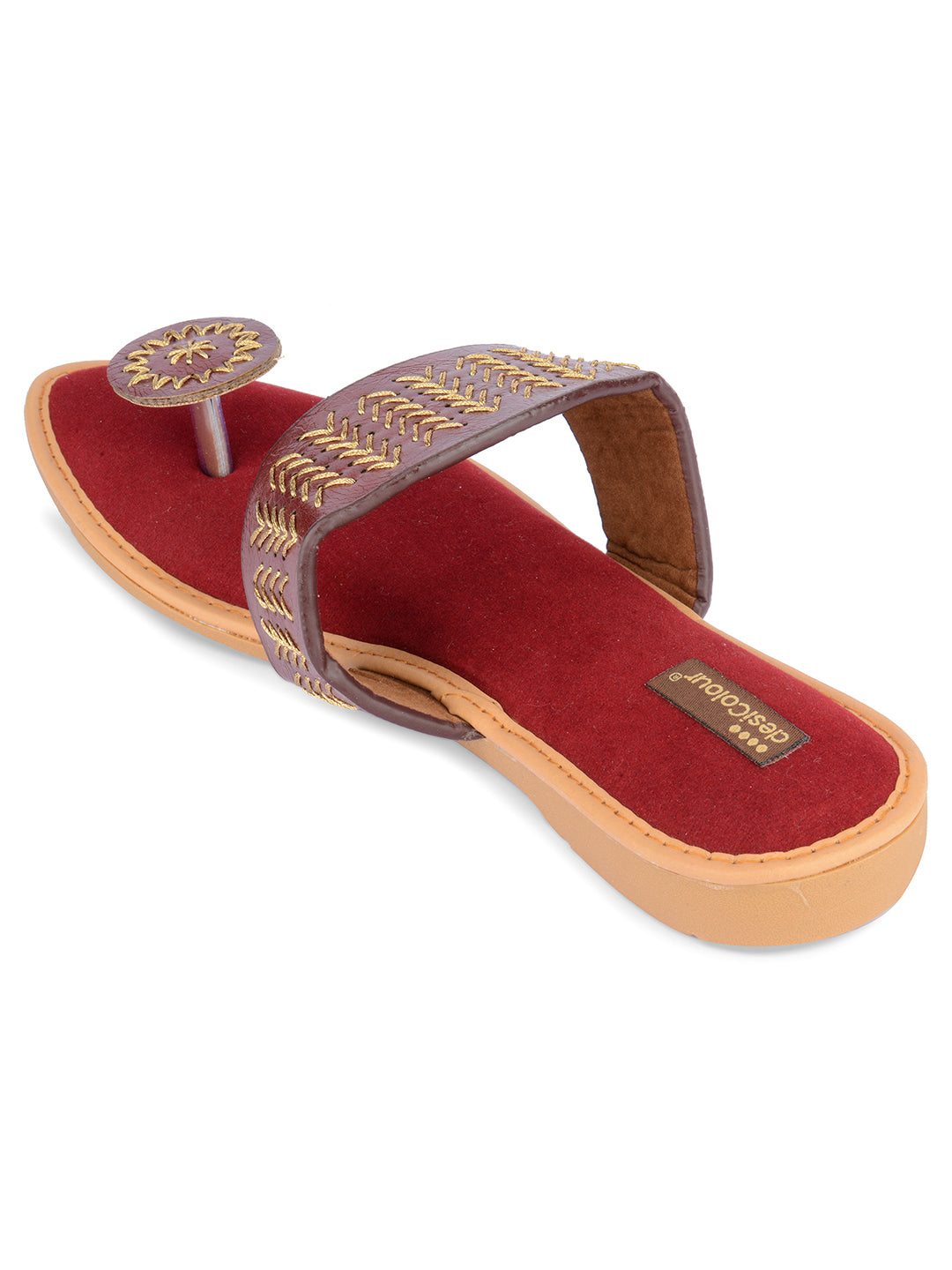 DESI COLOUR Women Maroon Ethnic Punjabi Jutti