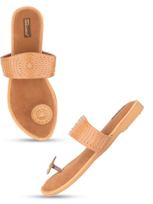 DESI COLOUR Women Tan Ethnic Punjabi Jutti