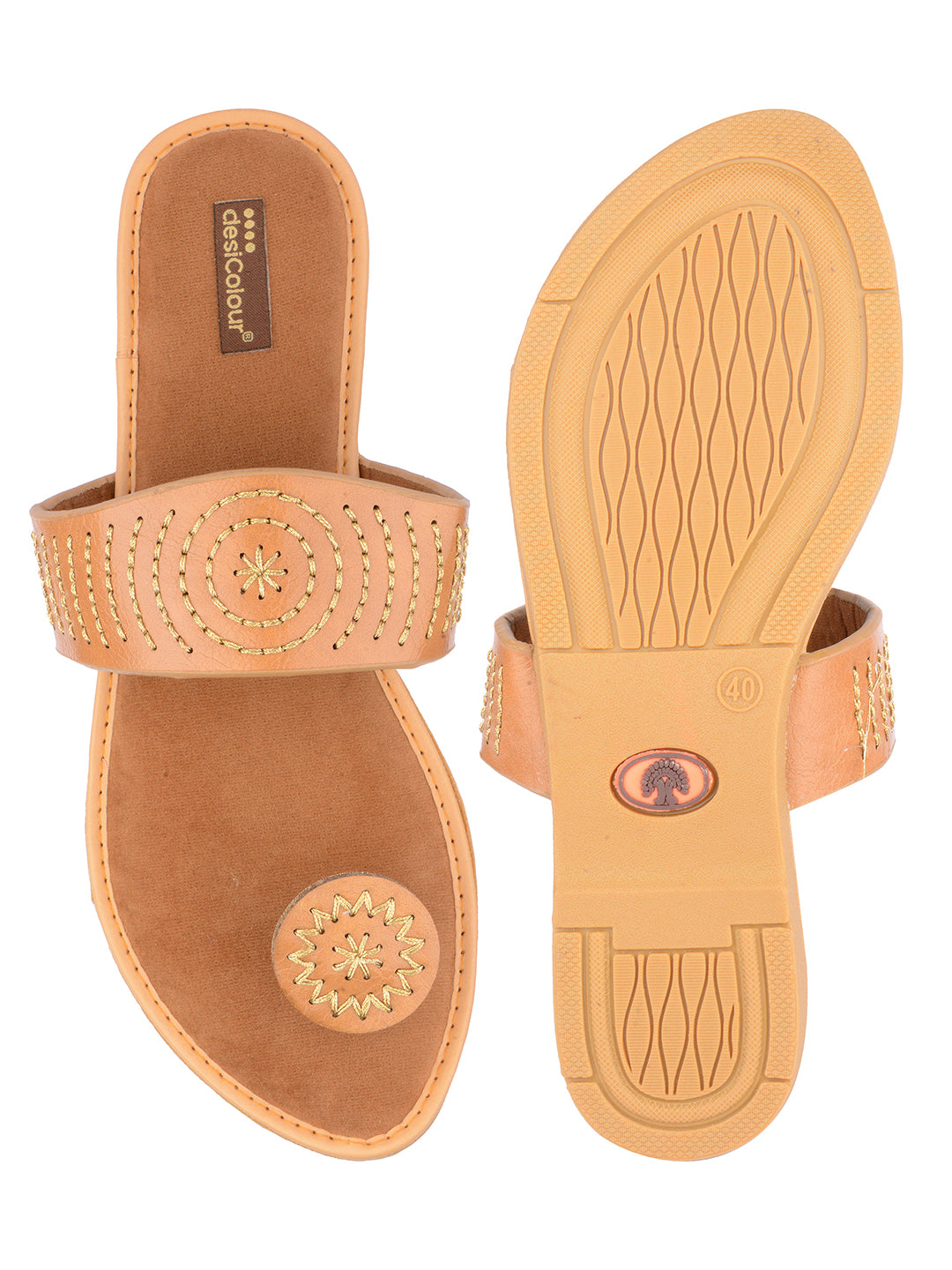 DESI COLOUR Women Tan Ethnic Punjabi Jutti