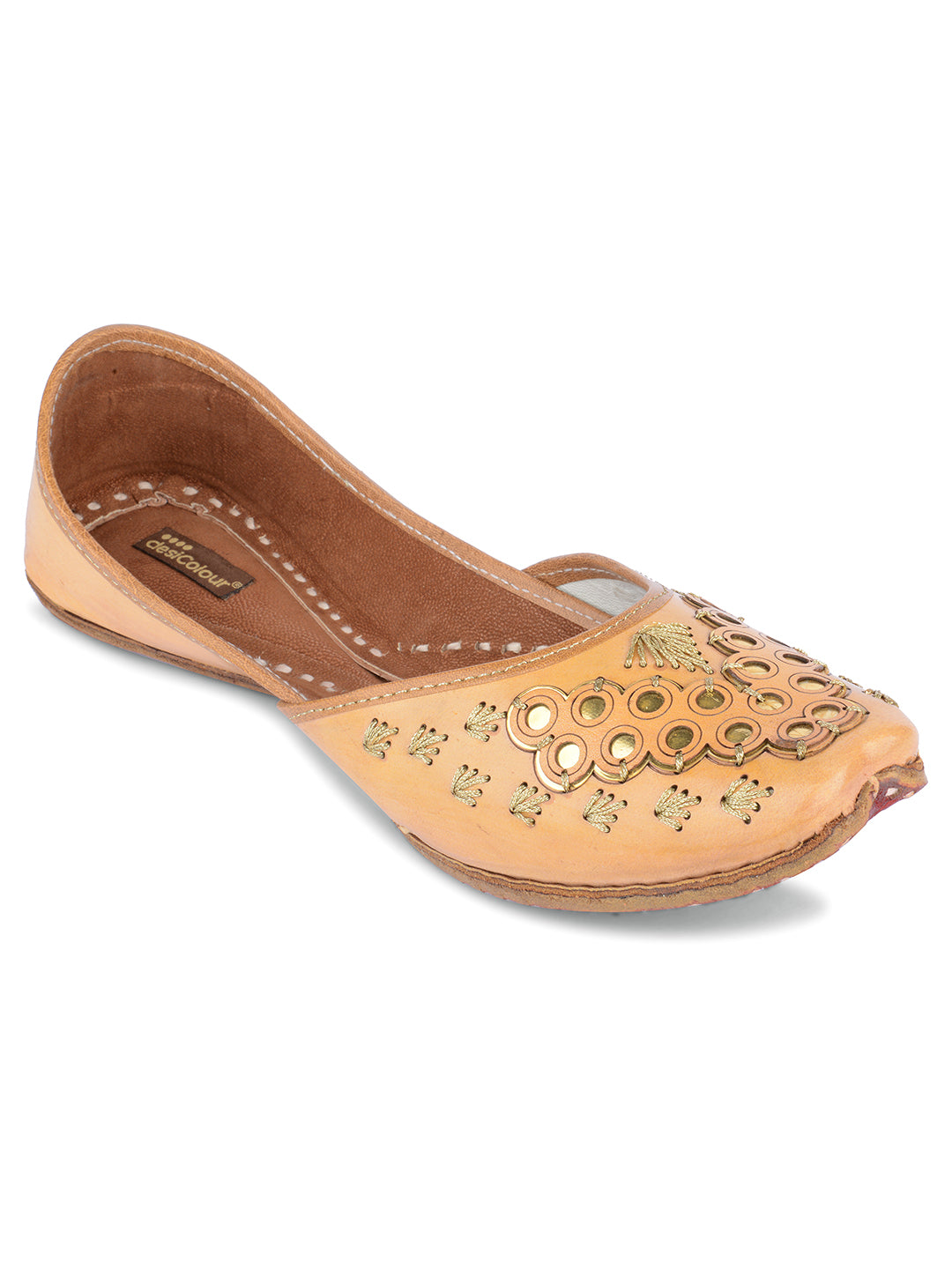 DESI COLOUR Women Tan Ethnic Punjabi Jutti