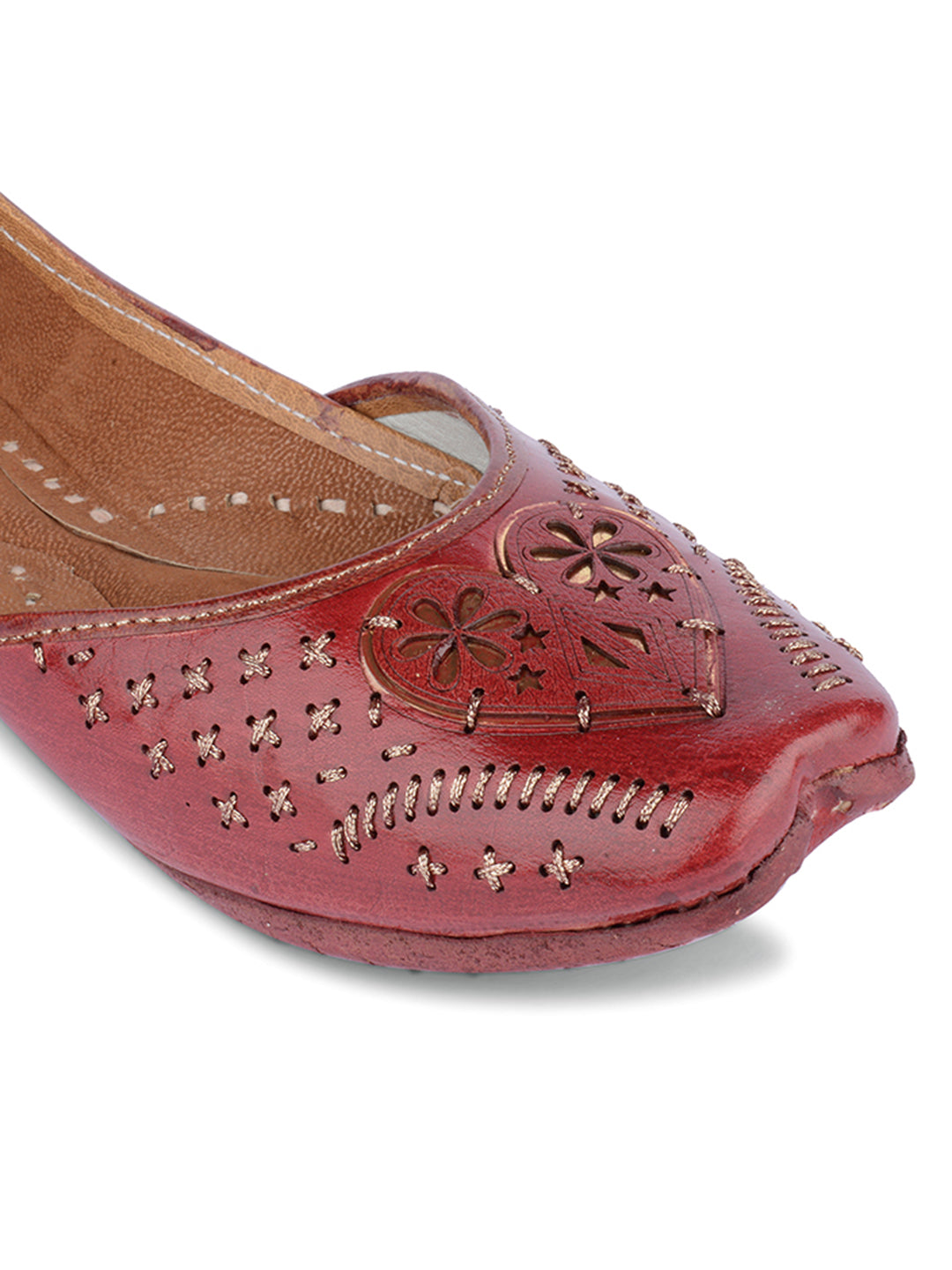 DESI COLOUR Women Maroon Ethnic Punjabi Jutti