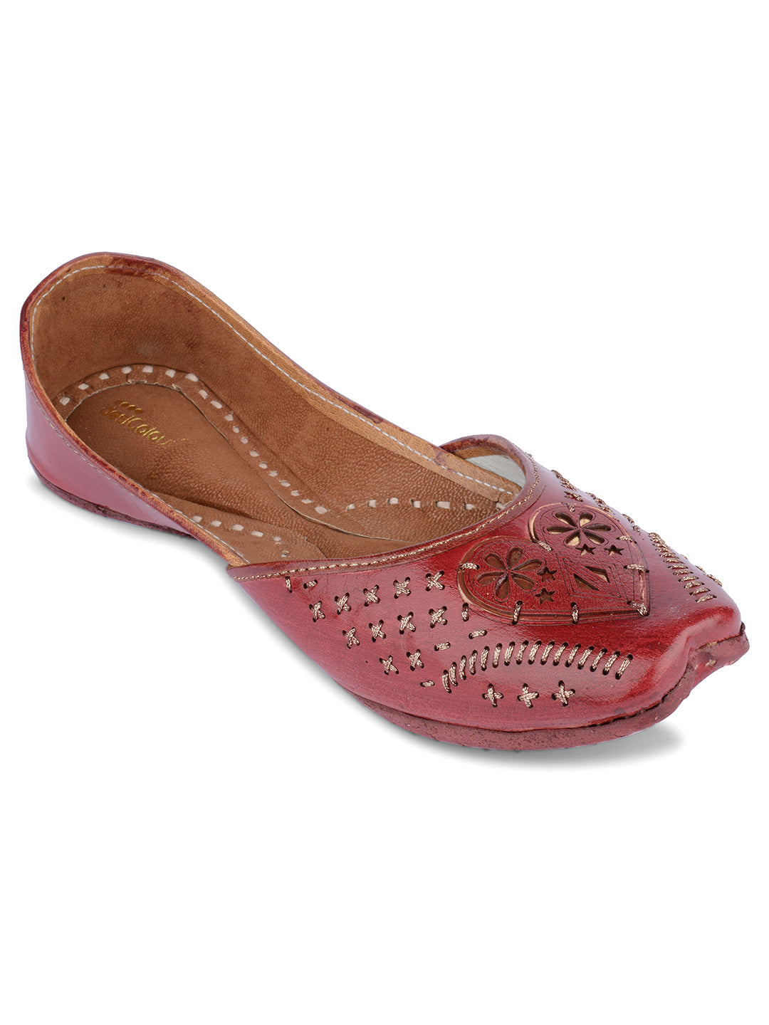 DESI COLOUR Women Maroon Ethnic Punjabi Jutti