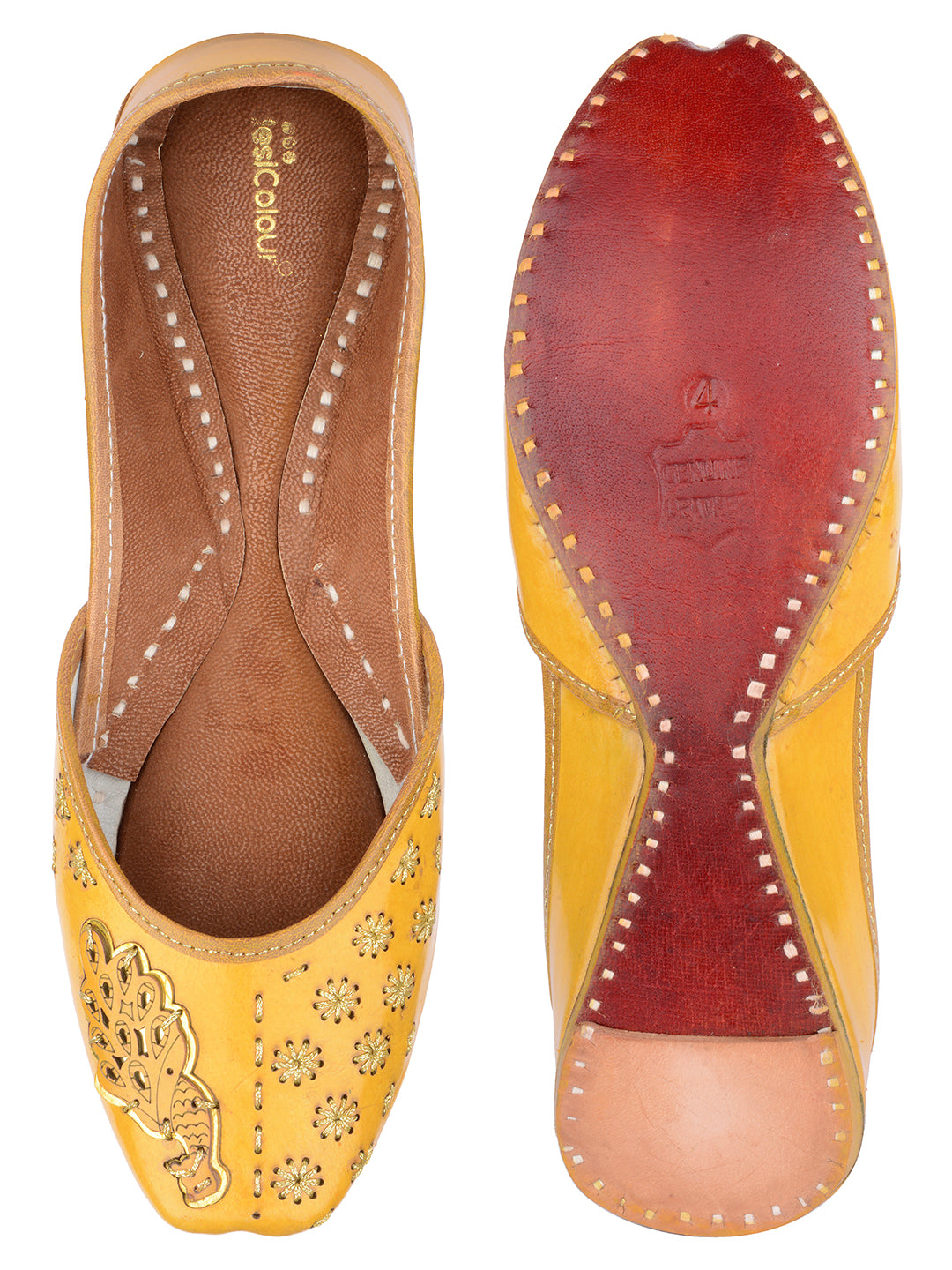 DESI COLOUR Women Yellow Ethnic Punjabi Jutti
