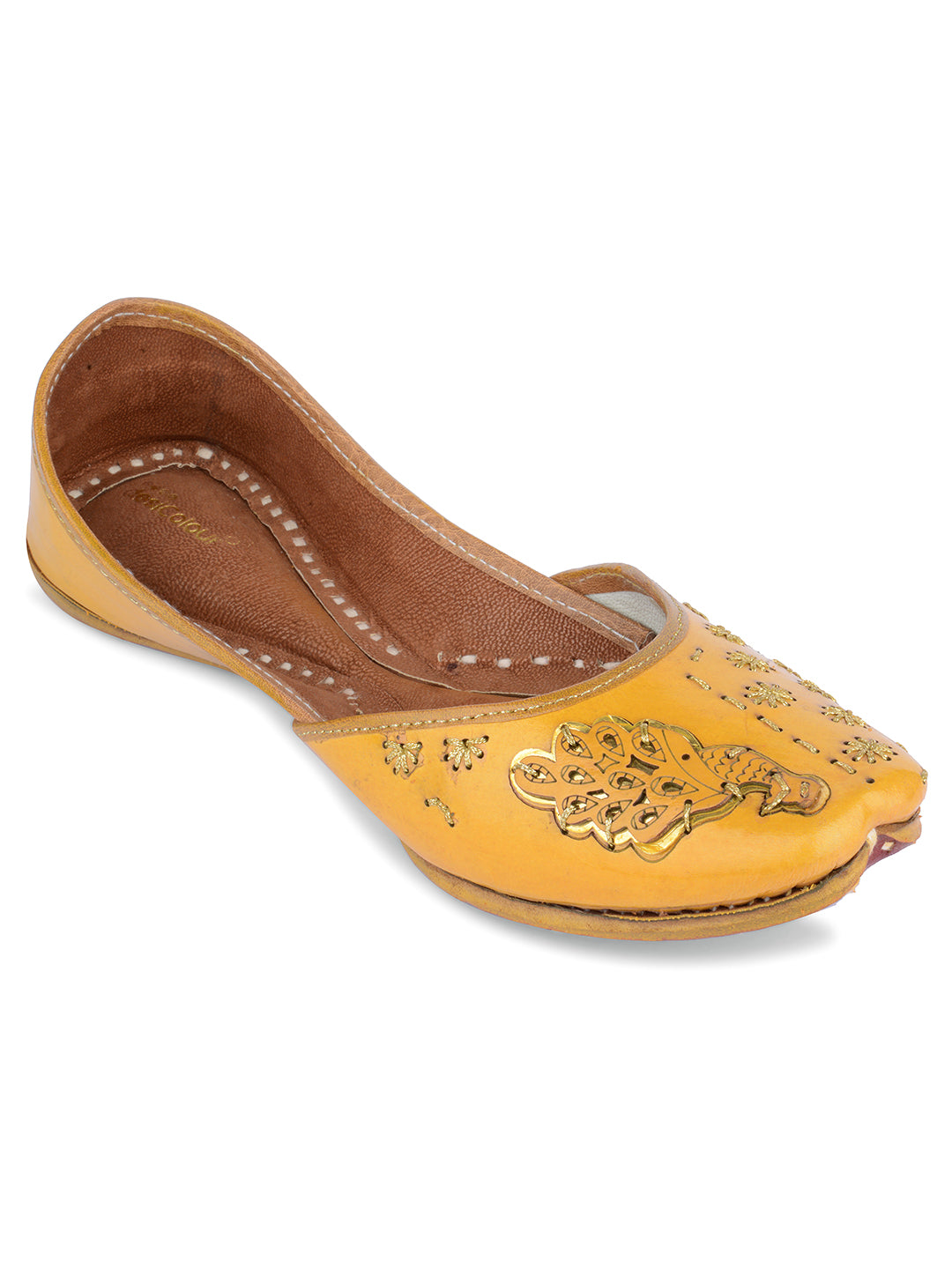 DESI COLOUR Women Yellow Ethnic Punjabi Jutti