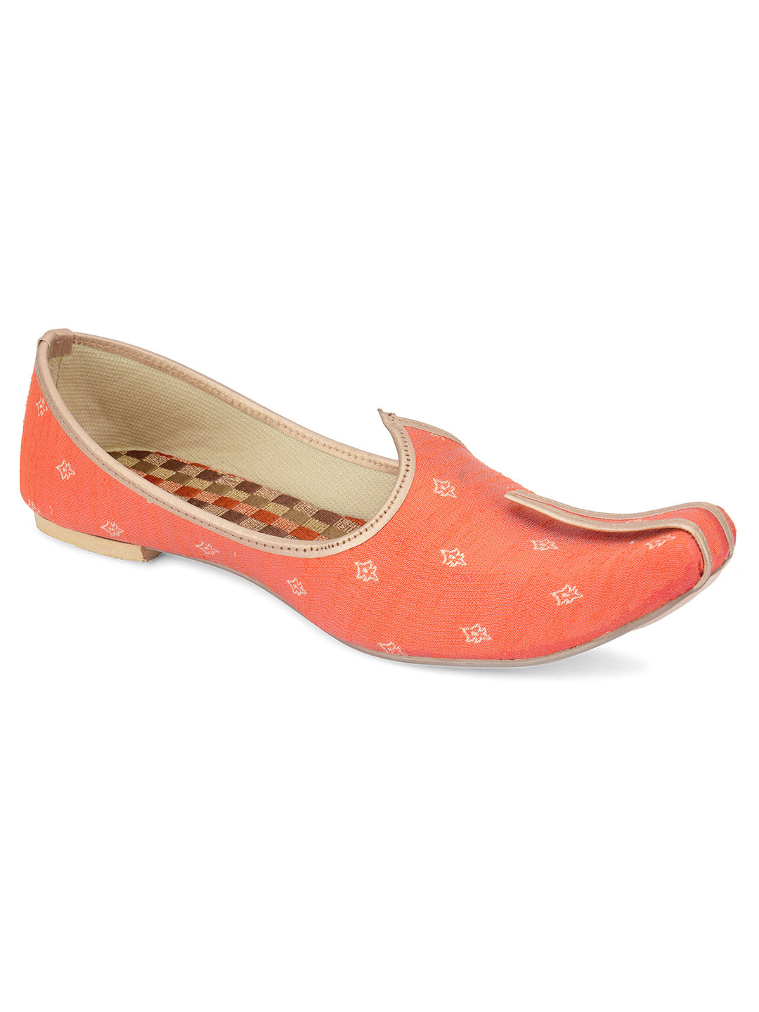 DESI COLOUR Mens Orange Ethnic Footwear/Punjabi Jutti