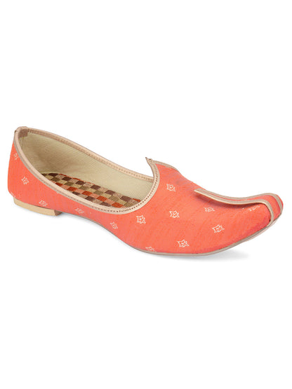 DESI COLOUR Mens Orange Ethnic Footwear/Punjabi Jutti