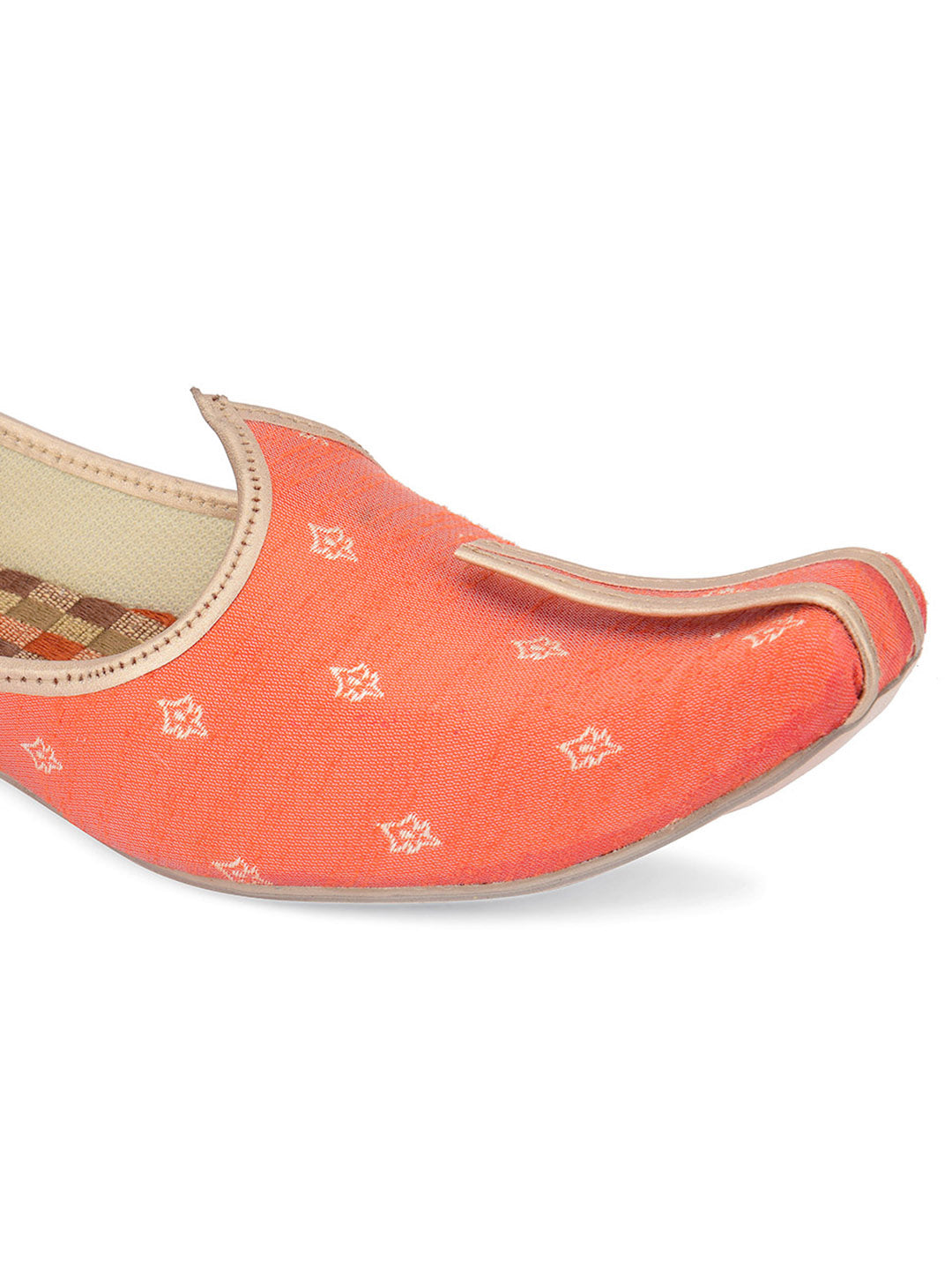 DESI COLOUR Mens Orange Ethnic Footwear/Punjabi Jutti