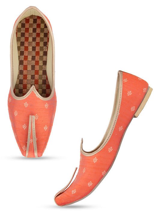 DESI COLOUR Mens Orange Ethnic Footwear/Punjabi Jutti