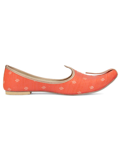 DESI COLOUR Mens Orange Ethnic Footwear/Punjabi Jutti