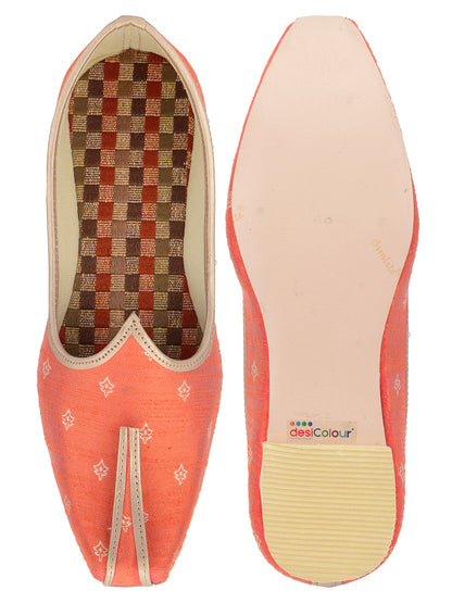 DESI COLOUR Mens Orange Ethnic Footwear/Punjabi Jutti