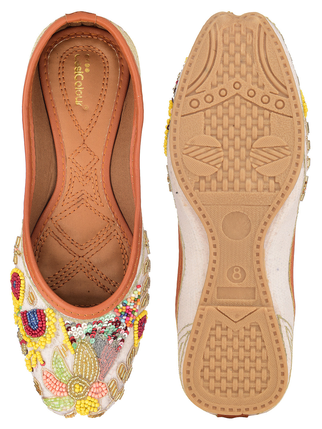DESI COLOUR Women White Ethnic Punjabi Jutti